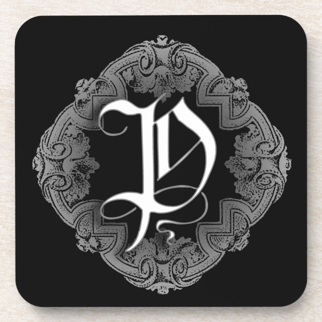 Elegant Goth Initial P Untersetzer (Vorderseite)