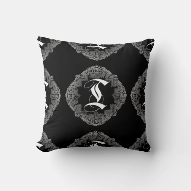 Elegant Goth Initial T Kissen (Vorderseite)