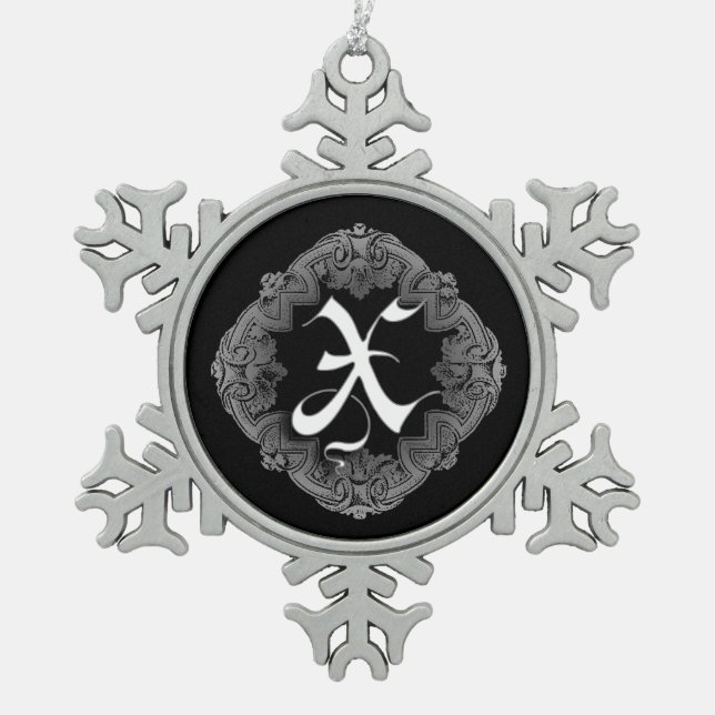 Élégant Goth Initial X Snowflake Ornement (Devant)