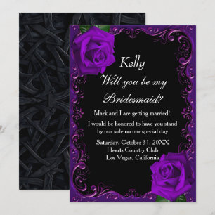 Elegant Goth Lila Rose Bridesmaid Einladung