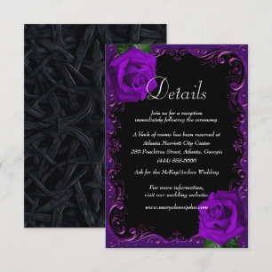 Elegant Goth Lila Rose Hochzeitsdetails Begleitkarte
