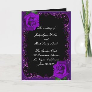 Elegant Goth Lila Rose Hochzeitsprogrammkarte Programm
