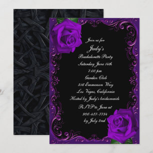 Elegant Goth Lila Rose Junggeselinnen-Abschied Einladung