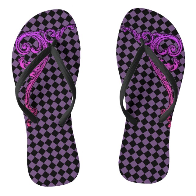 Elegant Goth Lila Swirl Design Dreh Drehe Flip Flops (Fußbett)