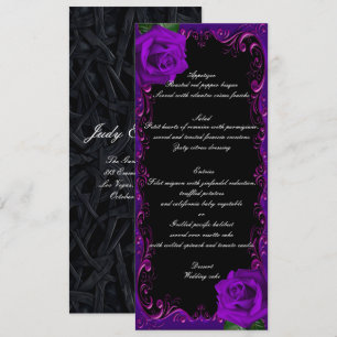 Élégant Goth Purple Menu Mariage Rose