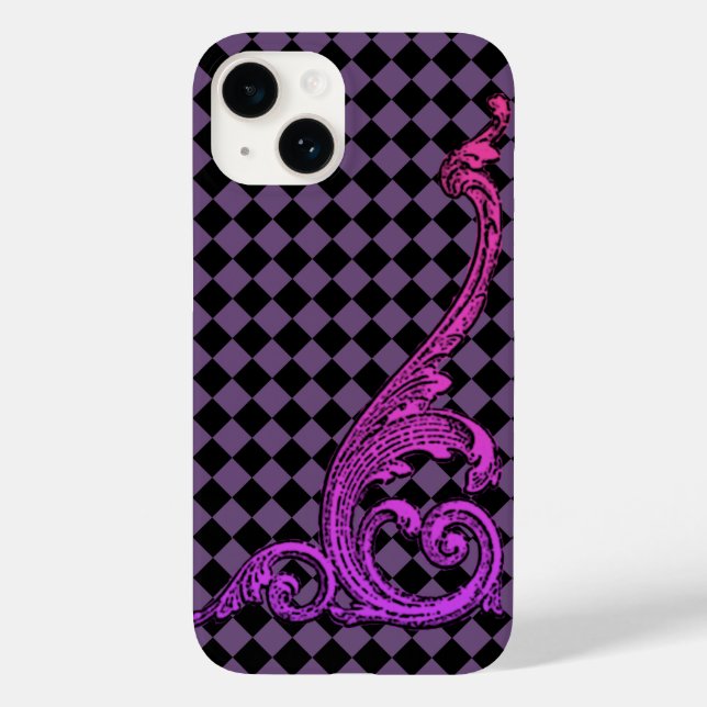 Élégant Goth Purple Swirl Design iPhone 7 Coque (Verso)