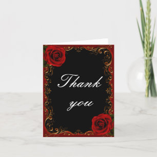 Elegant Goth Rote Rosen Dankeschön Card Dankeskarte