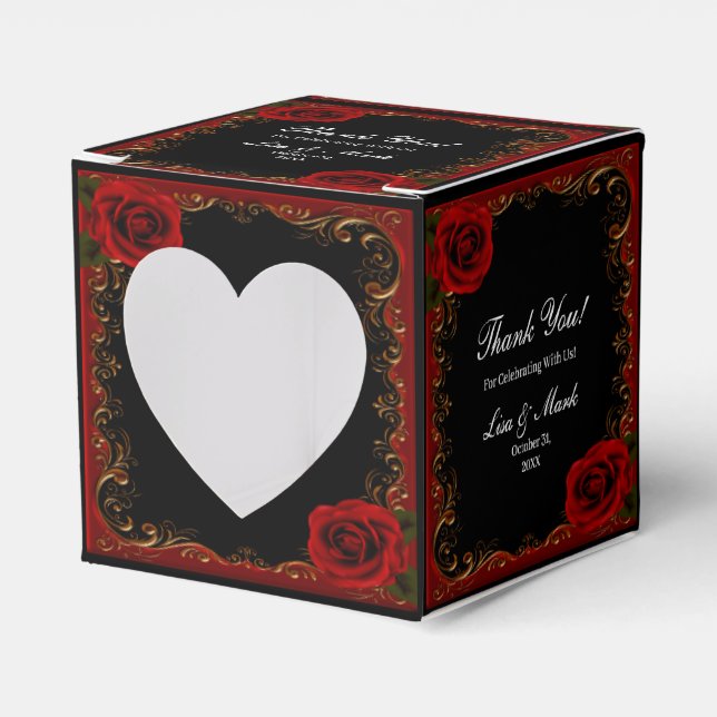 Elegant Goth Rote Rosen Geschenkschachtel (Vorderseite)