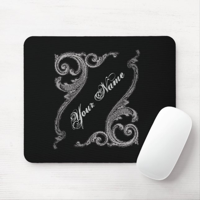 Elegant Goth Swirl Design Personalized Mouse Pad Mousepad (Mit Mouse)