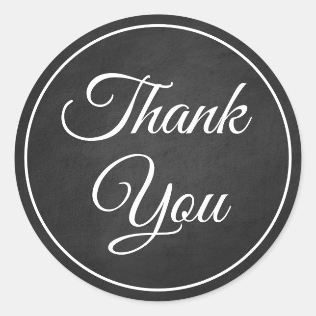 Elegant Goth Vintag Chalkboard Black Danke Runder Aufkleber (Vorderseite)