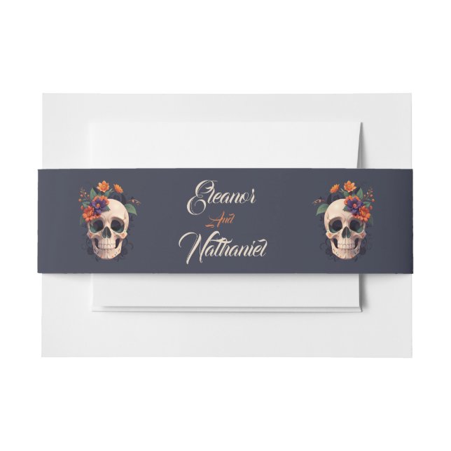 Elegant Gothic 3D Floral Skull Einladungsbanderole (Vorderseite Beispiel)