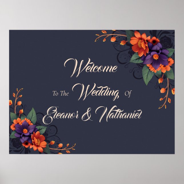 Elegant Gothic 3D Floral Wedding Poster (Vorne)