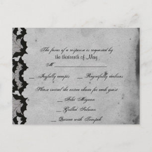 Elegant Gothic Bat Lace Posh RSVP Postkarte