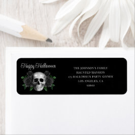 Elegant Gothic Black Floral Skull Halloween