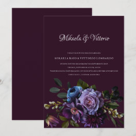 Elegant Gothic Dark Blume Wedding Einladung