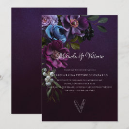 Elegant Gothic Dark Blume Wedding Einladung