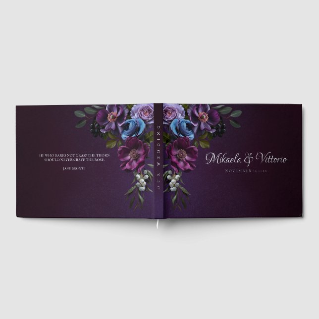 Elegant Gothic Dark Blume Wedding Gästebuch (Voll)