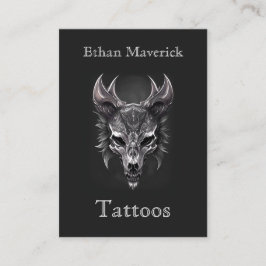 Elegant Gothic Fantasy Wolf Skull Black & Silver Visitenkarte