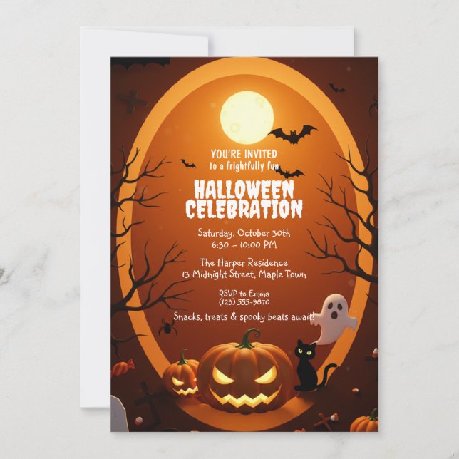 Elegant Gothic Halloween Party Invitation Einladung (Vorderseite)