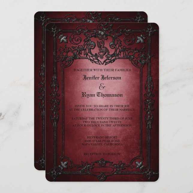 Elegant gothic halloween wedding Invitation (Devant / Derrière)