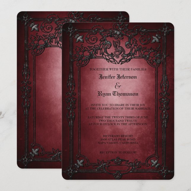 Elegant gothic halloween wedding Invitation Einladung (Vorne/Hinten)