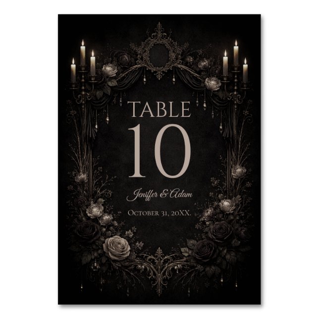 Elegant Gothic Halloween Wedding Table number Tischnummer (Vorderseite)