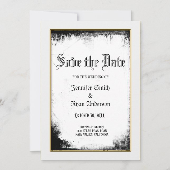 Elegant Gothic Hochzeit speichern Sie das Datum Ei Einladung (Vorderseite)
