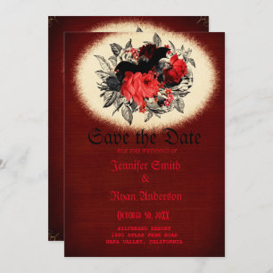 Elegant Gothic Hochzeit speichern Sie das Datum Ei Einladung