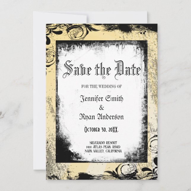 Elegant Gothic Hochzeit speichern Sie das Datum Ei Einladung (Vorderseite)