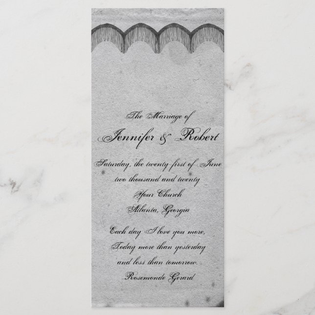 Elegant Gothic Lace Posh Hochzeitsprogramm Programm (Vorderseite)