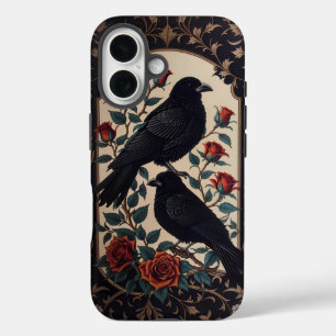 Elegant Gothic Raben mit Rosen iPhone 16 Hülle