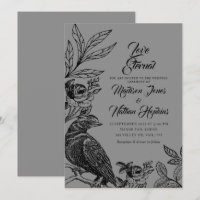 Elegant Gothic Raven Wedding Einladung