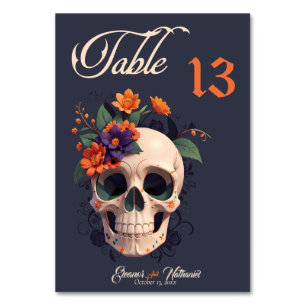 Elégant gothique 3D crâne floral Numéro de table C