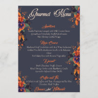 Élégant Gothique 3D Floral Skull menu gourmet