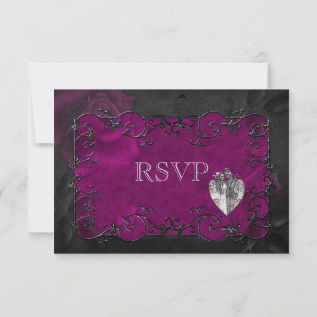 Elégant gothique halloween violet mariage carte RS (Dos)