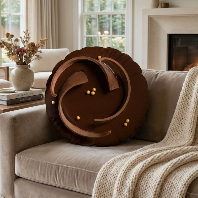 Elegant Gourmet Dark Chocolate Truffle Decadent Rundes Kissen (Von Creator hochgeladen)