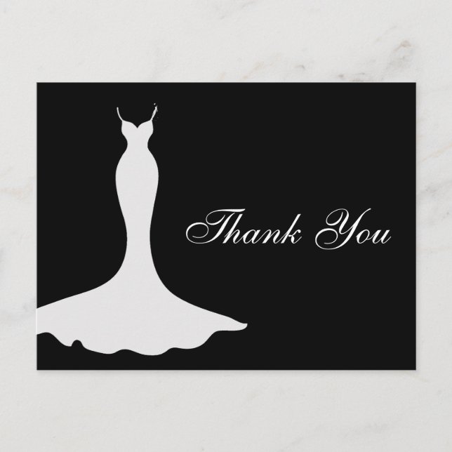 Elegant Gown Brautparty Vielen Dank Postkarte (Vorderseite)