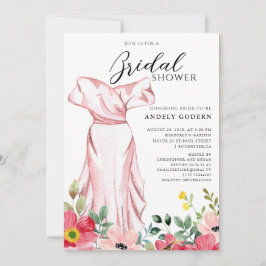 Elegant Gown Illustration with  Bridal Shower Einladung