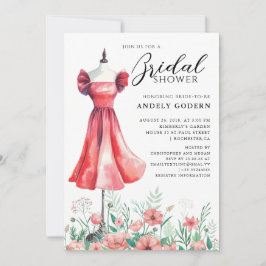 Elegant Gown Illustration with  Bridal Shower Einladung