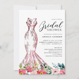 Elegant Gown Illustration with  Bridal Shower Einladung