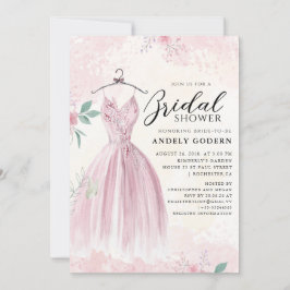 Elegant Gown Illustration with  Bridal Shower Einladung