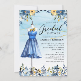 Elegant Gown Illustration with  Bridal Shower Einladung