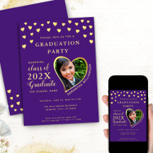 Elegant Grad Foto Lila und Gold Abschluss