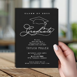 Elegant Grad Hat Black Abschluss Einladung
