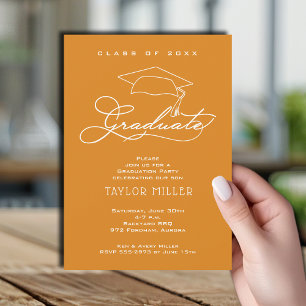 Elegant Grad Hat Light Orange Abschluss Einladung