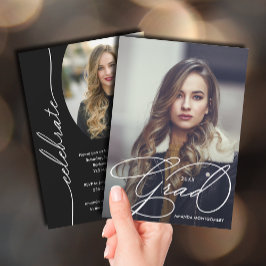 Elegant Grad Script Foto Abschluss Einladung