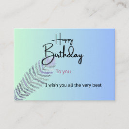 Elegant Gradient Birthday Card with Fern Leaf | Cu Begleitkarte