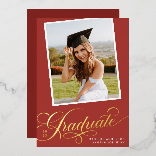Elegant Graduate | Ankündigung von Abschlüssen (Vorderseite/Rückseite)