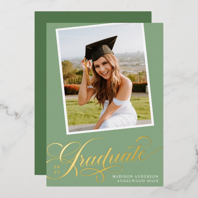 Elegant Graduate | Ankündigung von Abschlüssen (Vorderseite/Rückseite)