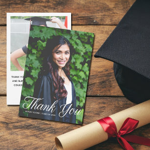 Elegant Graduate Photo Graduation Thank You Card Dankeskarte